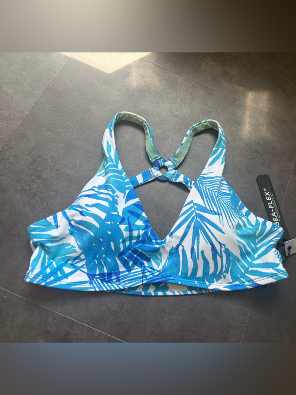 Jolyn Clothing Kids' Blue & White Palm Print Swim Top